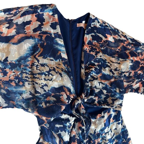 Hutch Chiara Blue Multicolor Printed Tie Front Cut Out‎ Maxi Dress Size Small - Picture 5 of 10